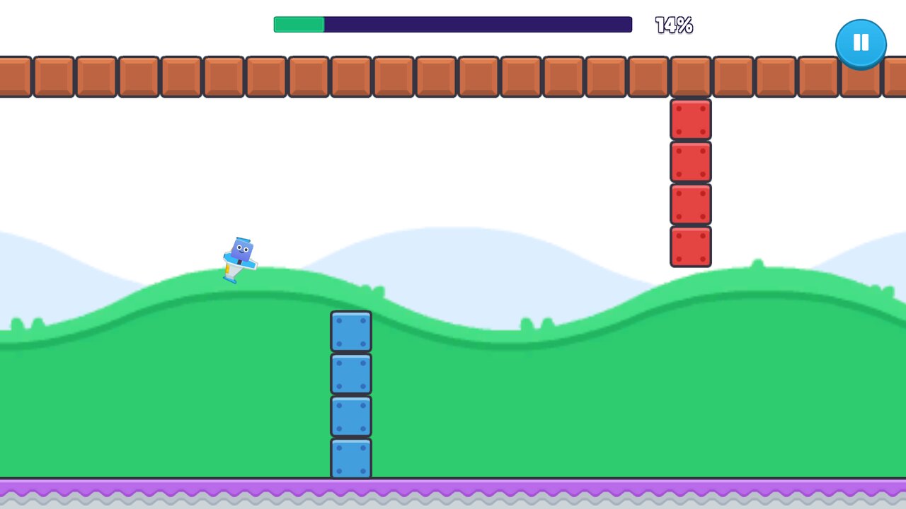 The ship flying between block columns in Sky Rider